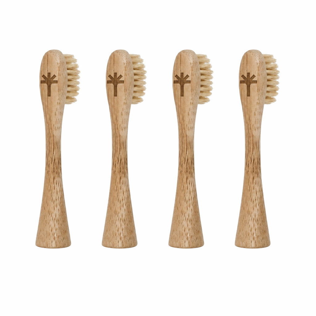 Boar Hair Bristle Bamboo Replacement Toothbrush Heads 4 Pack | Toxin Rebellion