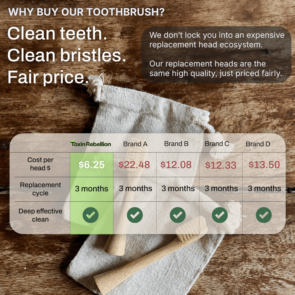 Electric Bamboo Toothbrush with Natural Boar Hair Bristles | Toxin Rebellion