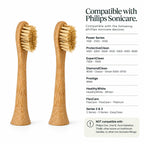 Boar Hair Bristle & Bamboo Replacement Toothbrush Heads (SONICARE COMPATIBLE) 4 pack