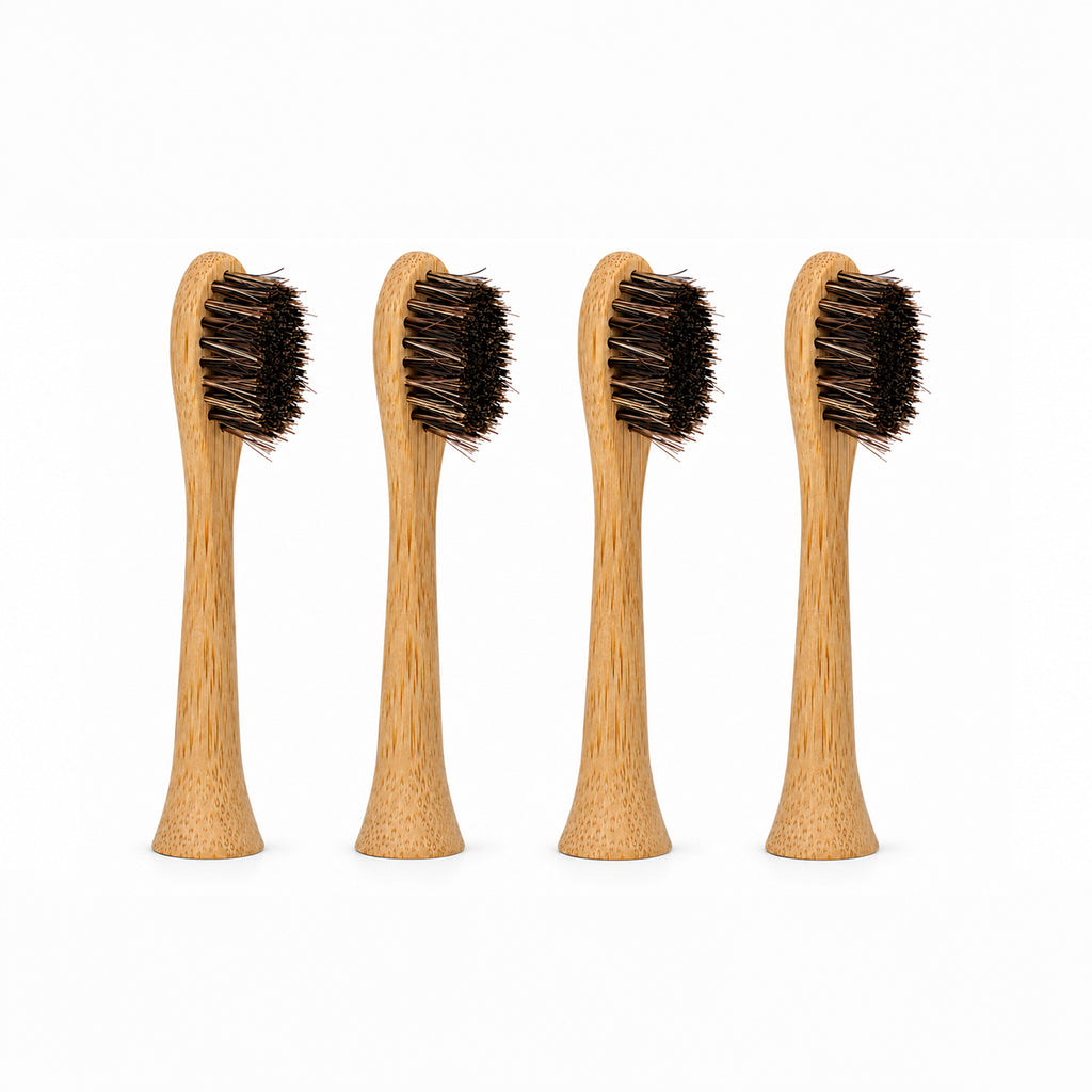 Horse Hair Bristle & Bamboo Replacement Toothbrush Heads (SONICARE COMPATIBLE) 4 pack