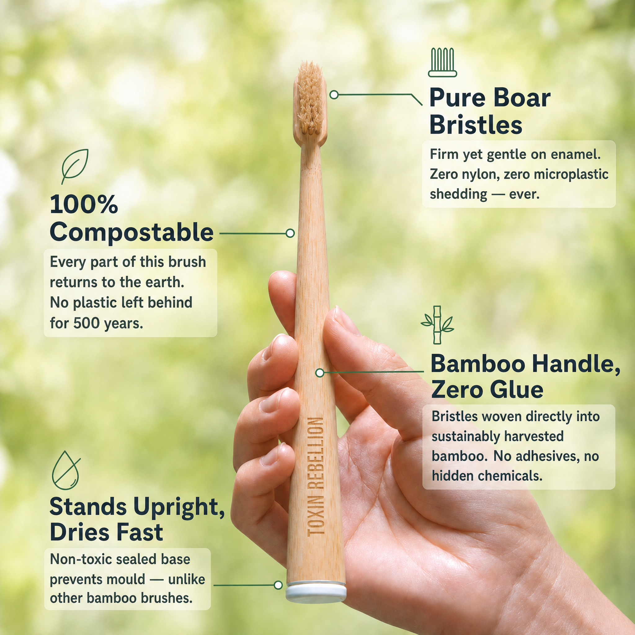 Boar Bristle Bamboo Toothbrush