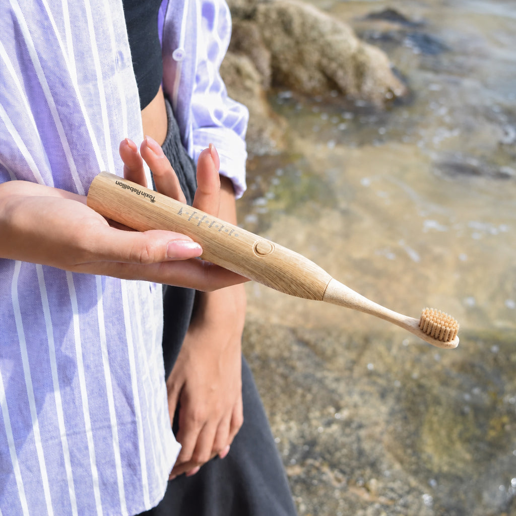 Electric Bamboo Toothbrush with Natural Boar Hair Bristles | Toxin Rebellion